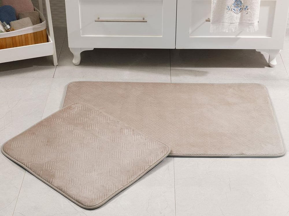 Flo ПОСТЕЛКА ЗА БАНЯ КО С нехлъзгащ се гръб Гореща Щампа 60x100 cm + 60x50 cm Stone Color
