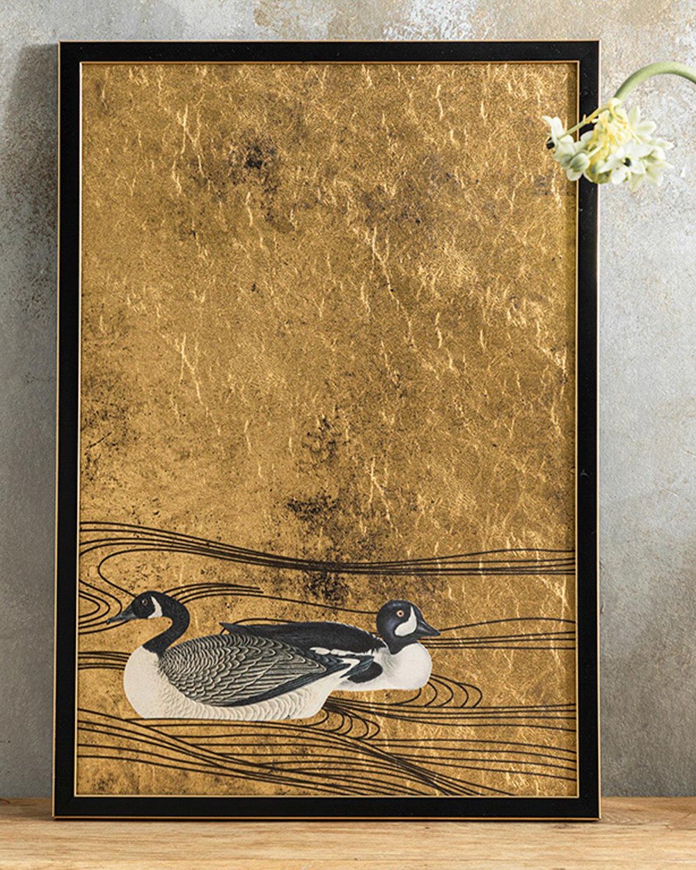 Floating Ducks Таблица Златисто, 35 X 50 Cm