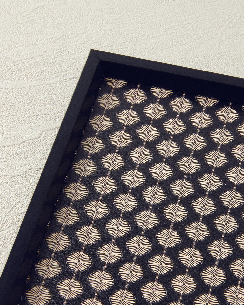 Flower Dots Mdf Decorative Tray 31x46 cm Black