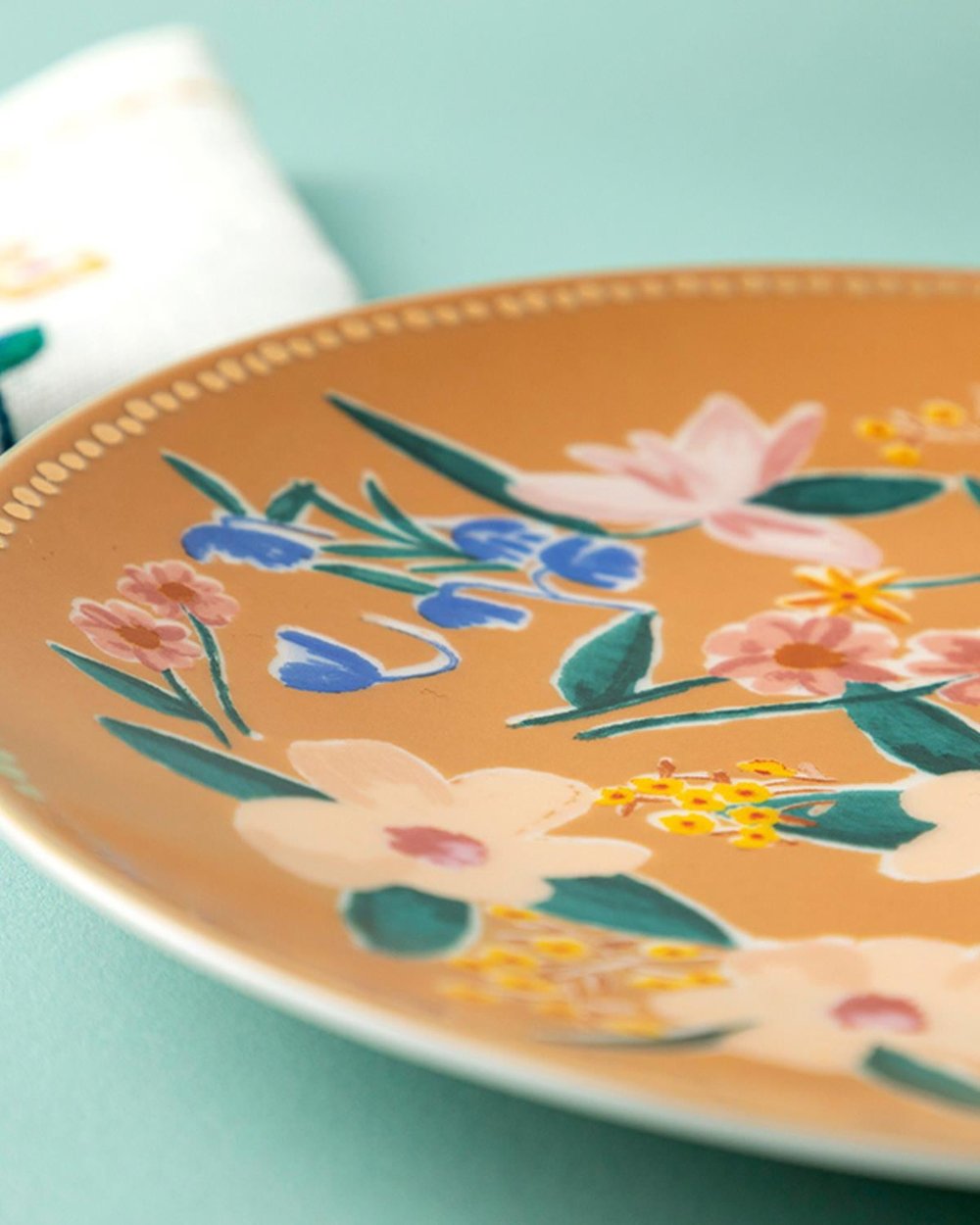 Flower Spree Чиния За Торта Порцелан, Горчица, 20 Cm