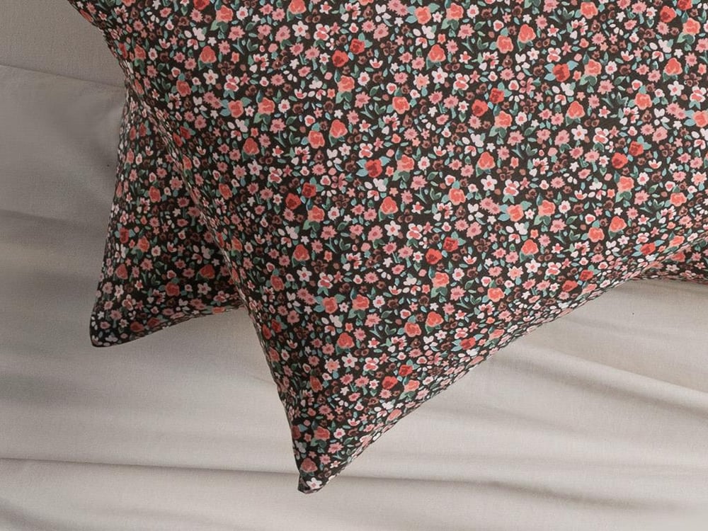Floweret Калъфка За Възглавница 2 бр. Памучен 50x70 см Черен