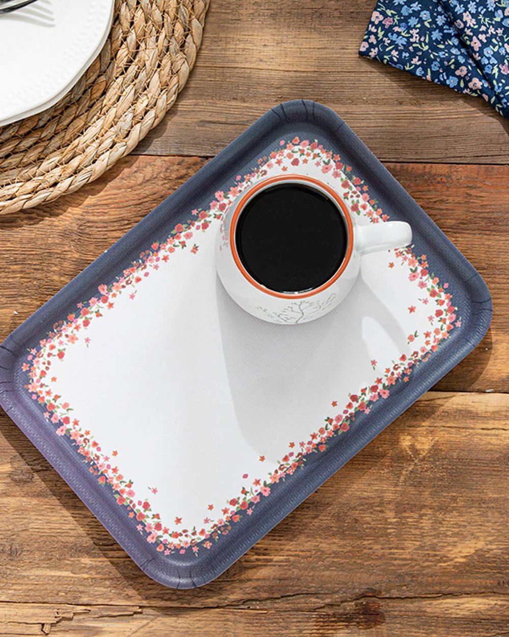 Floweret Melamine Nonslip Tray 20x28,5 cm Dark Blue