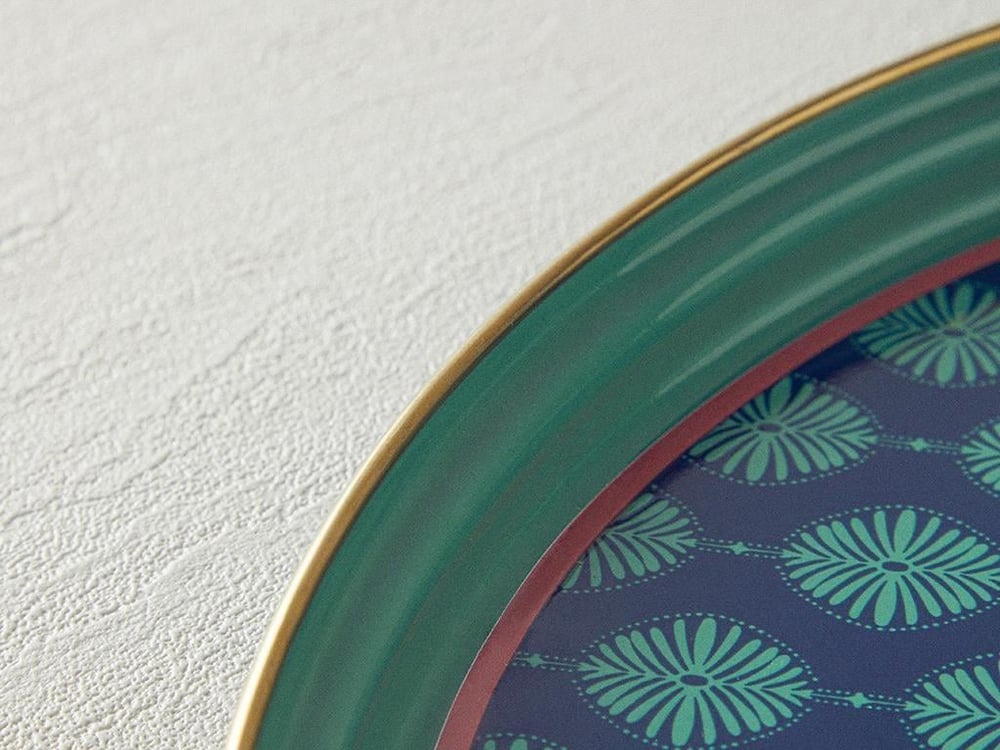 Enamel Round Tray 33 cm Green - Blue