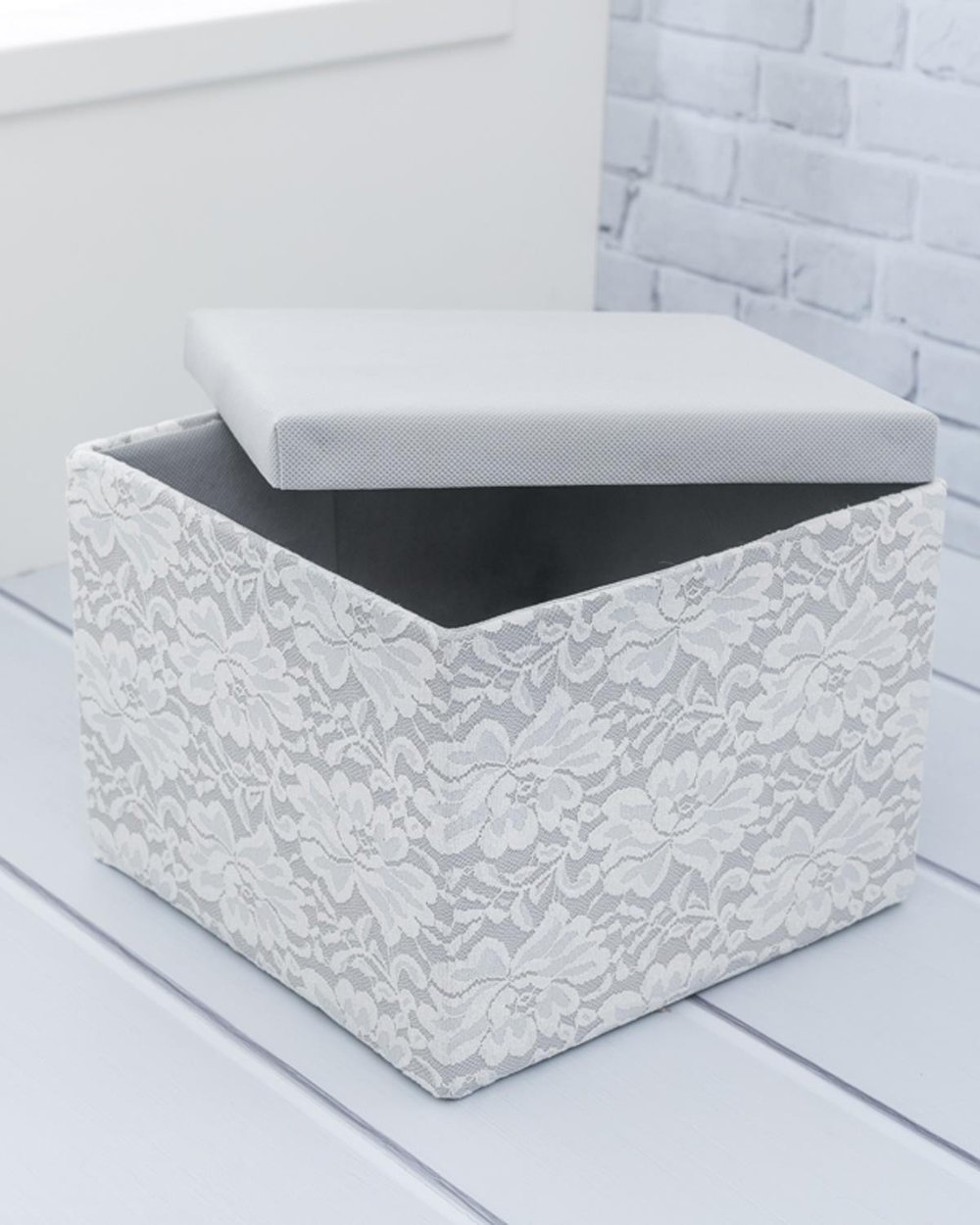 Frill Кутия За Съхранение С капак и дантела С дантела 28x28x20 см Сив