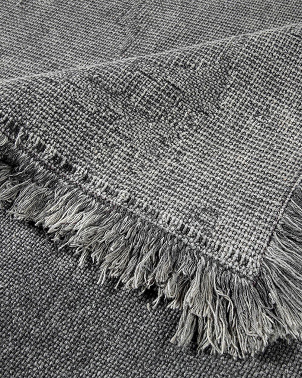 Fringe Cotton Rug 80x150 cm Anthracite