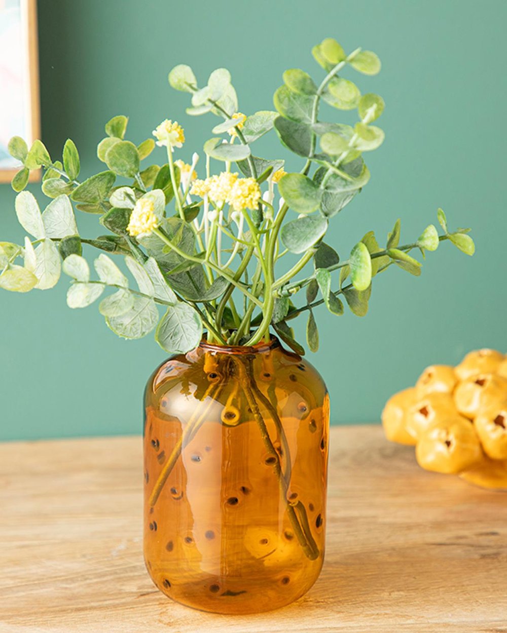Glam Dots Borosilicate Glass Vase 7X9 cm Amber