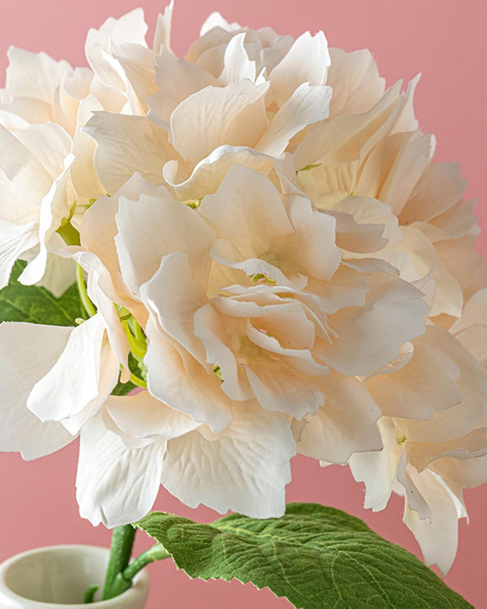Hortensia Една Клонка Изкуствено Цвете Шампанско, 35 Cm