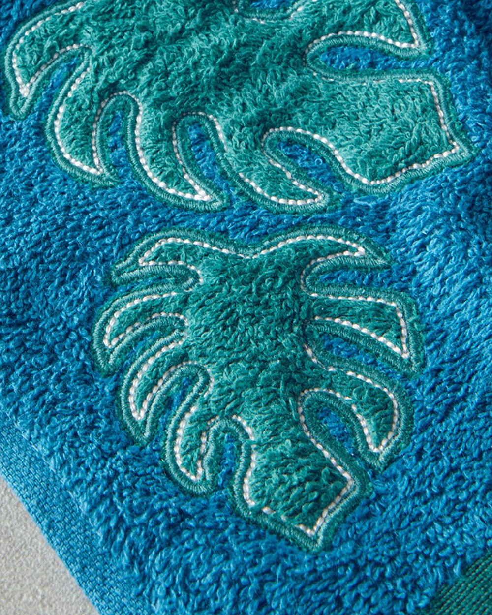 Hued Palm Кърпа За Лице С апликация Памучен 50x80 см Син - Зелен