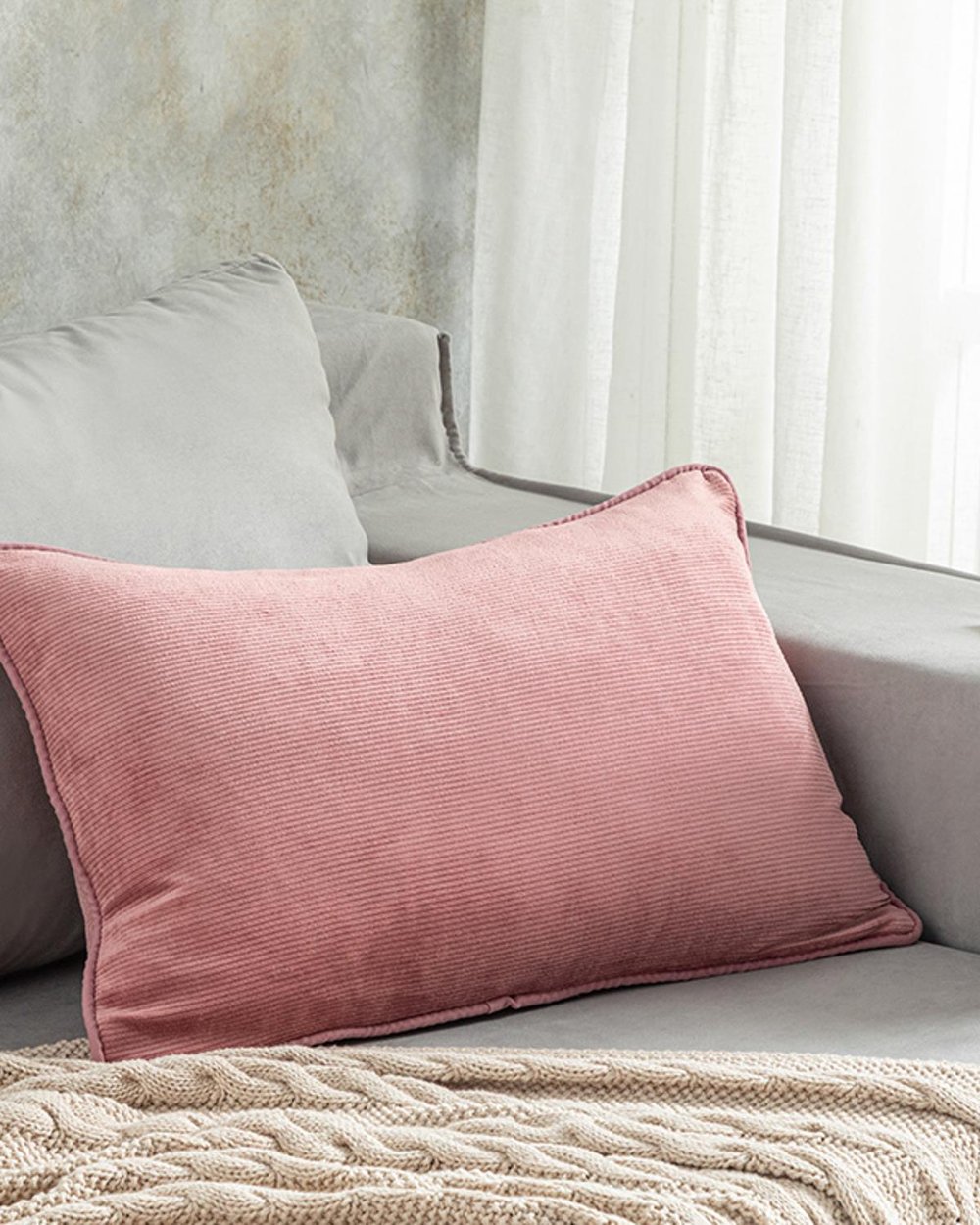 İda Velvet Filled Cushion 35x50 cm Rose Color