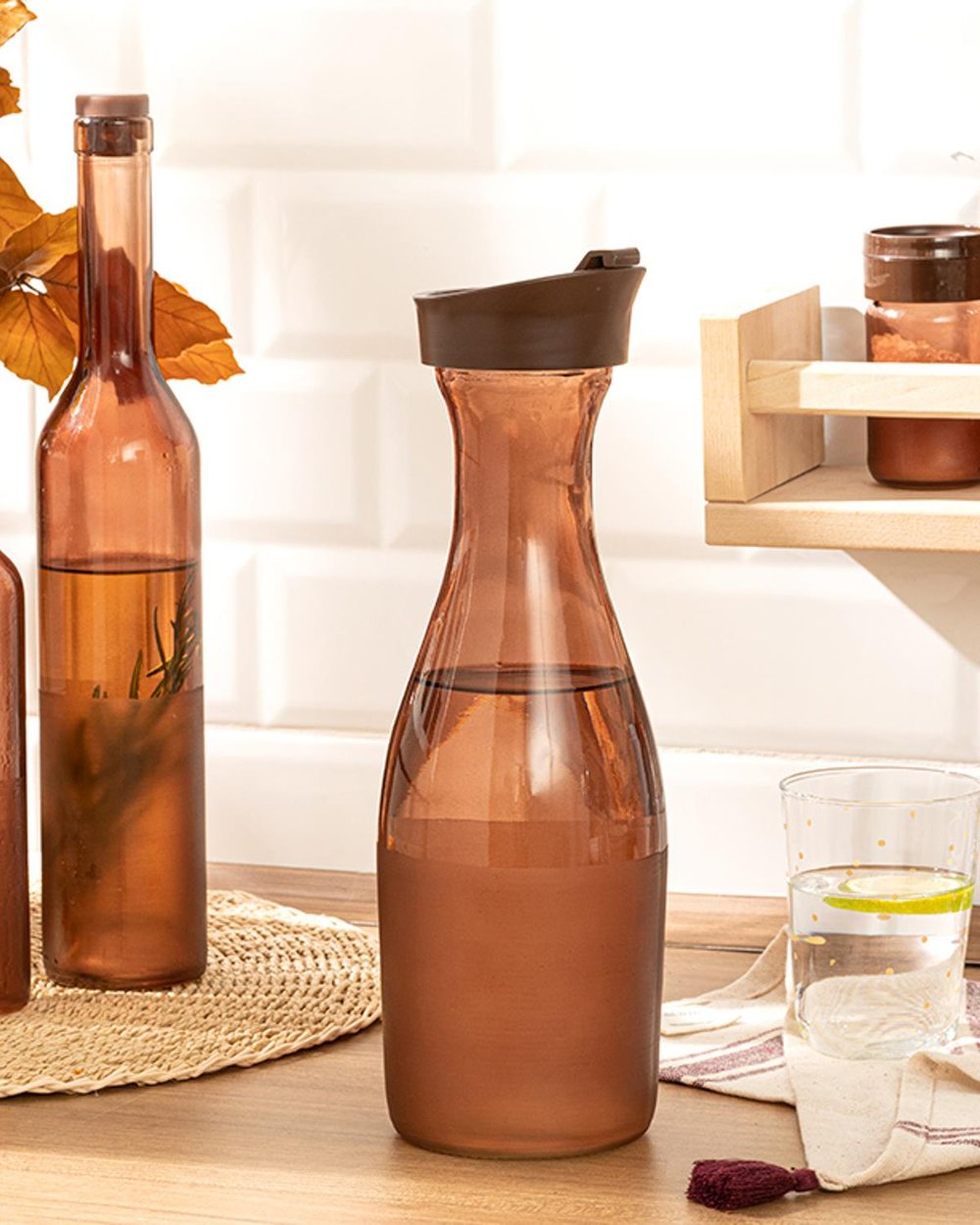 Jaden Glass Capped Oil Cup 250 ml Brown