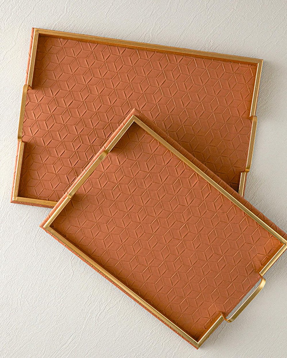 Karen Artificial Leather Decorative Tray 41x31x6 cm Tan