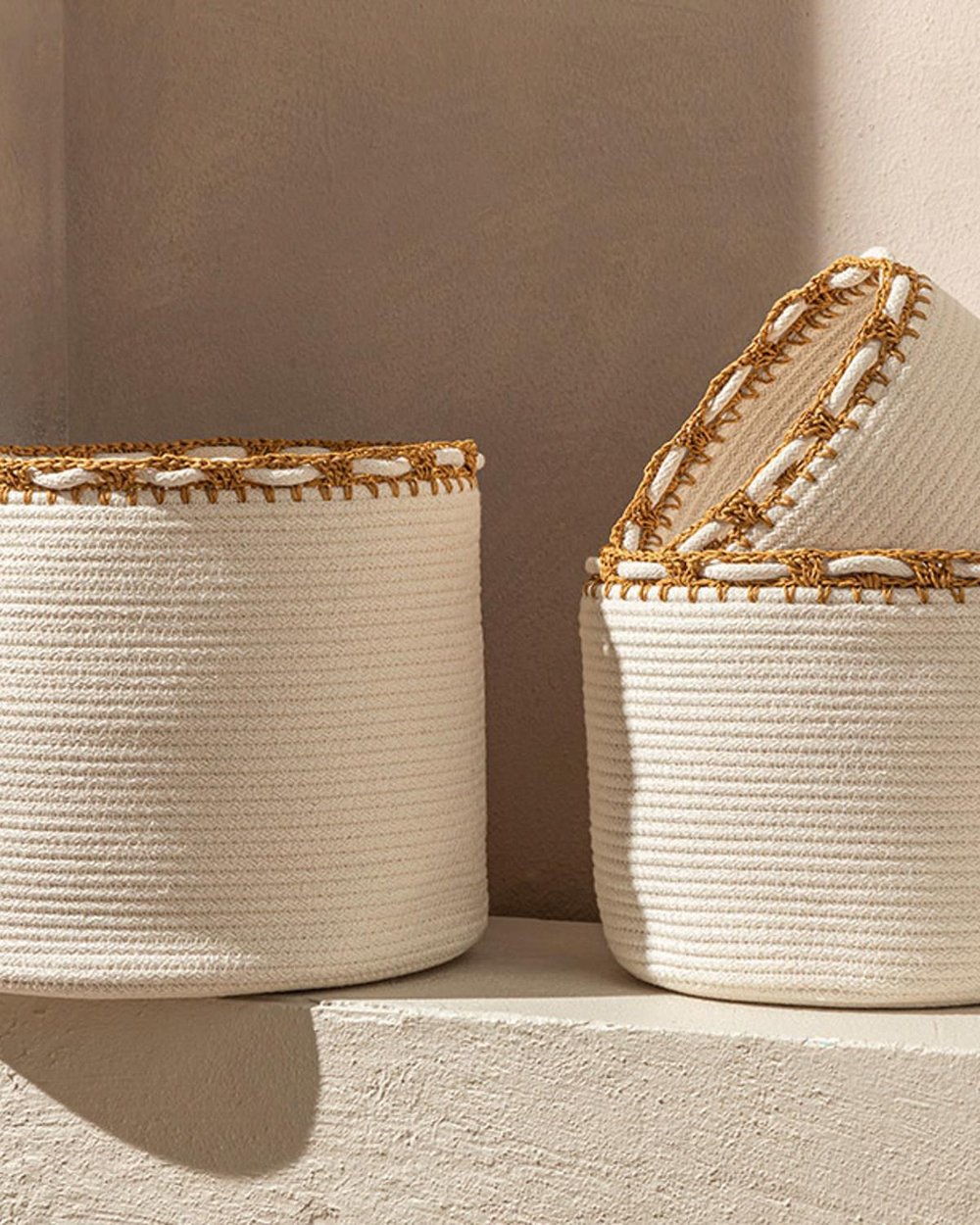 Lace Knitting Basket 30x25 Ecru