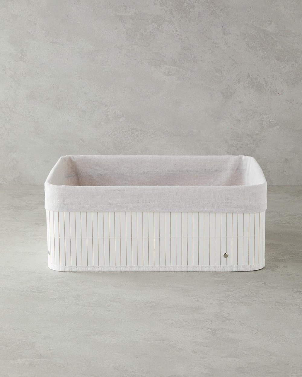 Lacy Bamboo Basket 40x30x16 cm White