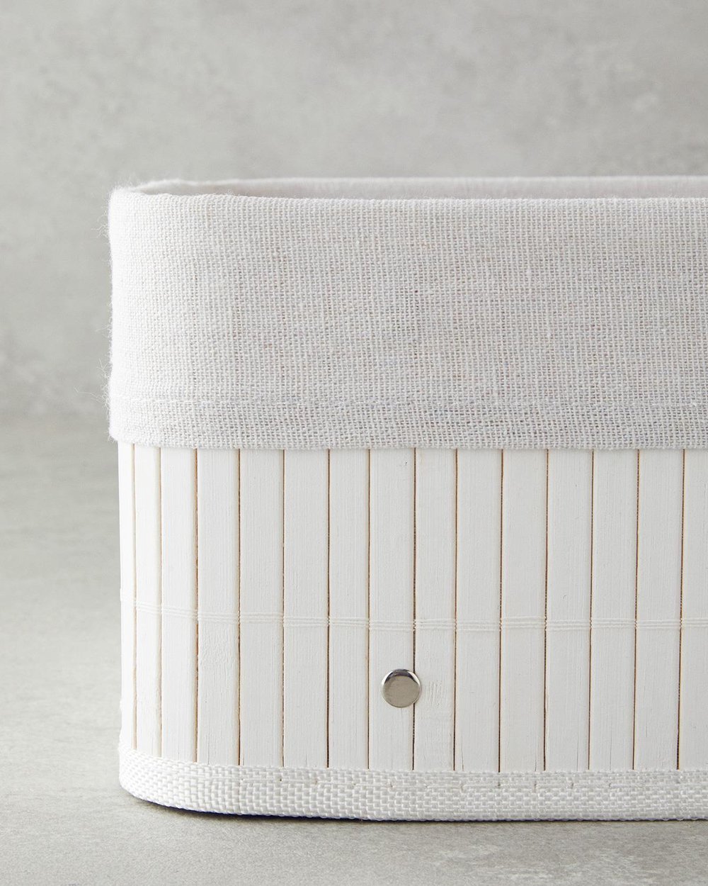 Lacy Bamboo Basket 40x30x16 cm White