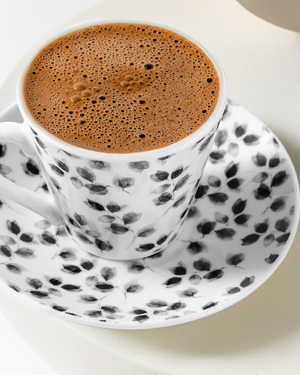 Leaflet Porcelain 4 Parça 2 Kişilik Coffee Cup Set 80 ml Black
