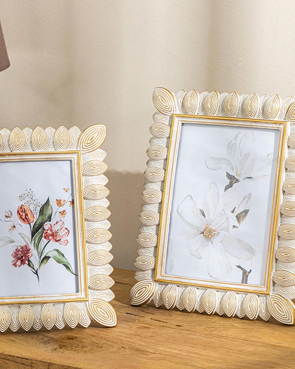 Leafy Braid Рамка Полирезин 10x15 см Бял - Златен..