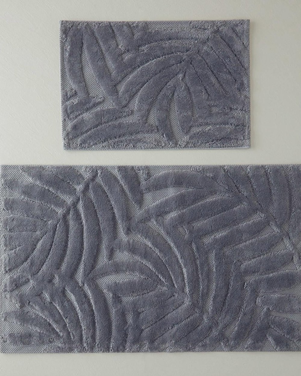 Leafy Joy Комплект Постелки За Баня Памучен 60X100+40X60 см Тъмносив