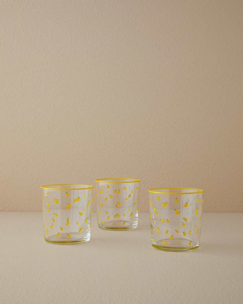 Lemon Glass 3 pcs Juice Glass 380 ml Yellow