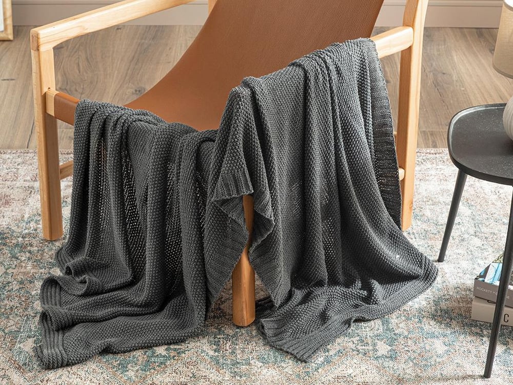 Lerca Knitwear Chair Shawl 130x170 cm Anthracite