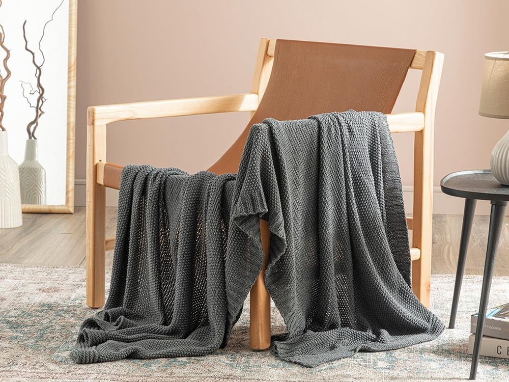 Lerca Knitwear Chair Shawl 130x170 cm Anthracite