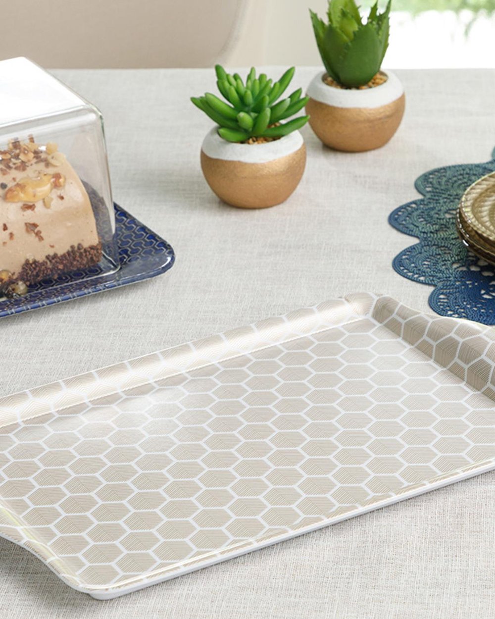 Locus Melamine Rectangular Tray 32x20 cm Gold