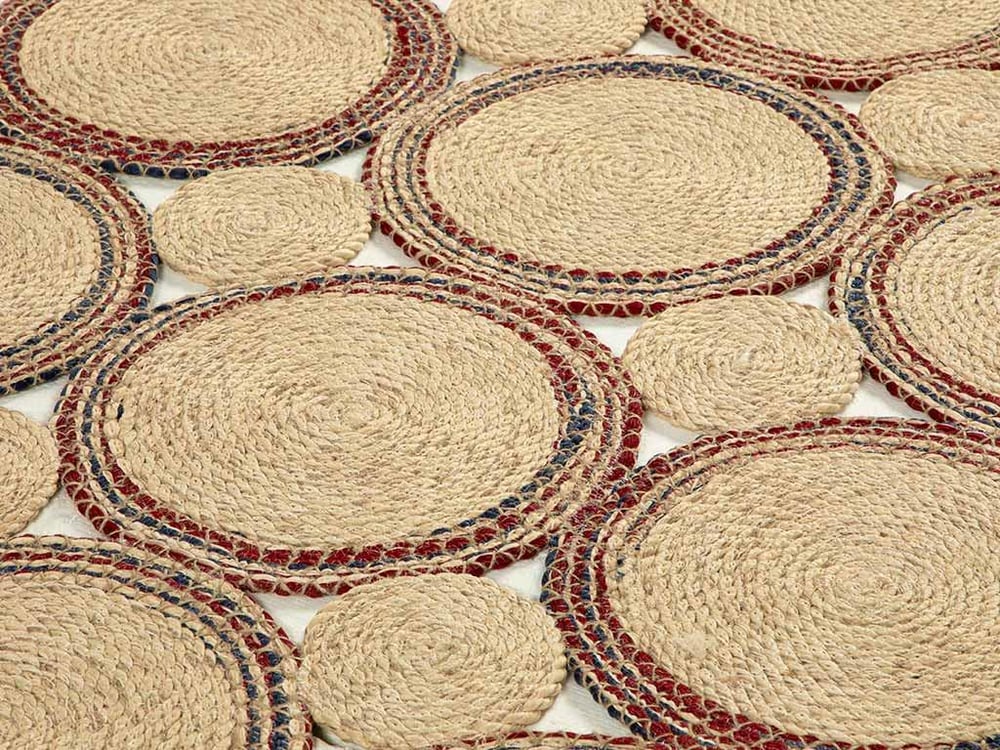 Marius Jute Decorative Jute Carpet 90x150 cm Natural - Burgundy