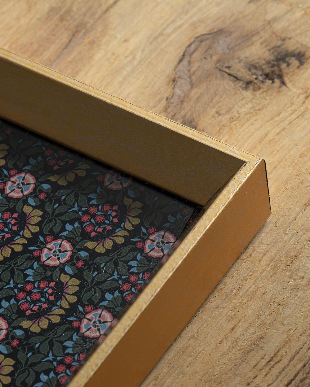 Midnight Bloom Decorative Tray 16x26 cm Black