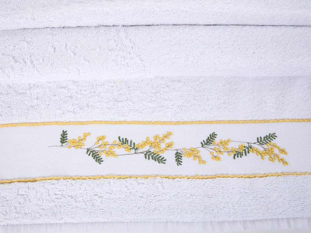 Mimosa Flowers ХАВЛИЯ ЗА ЛИЦЕ Бродирани 50x80 cm White