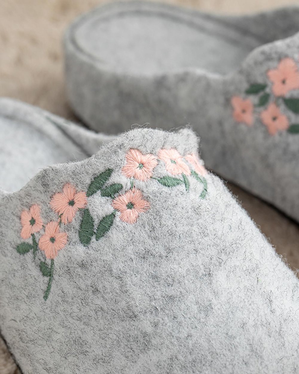 Mini Flower Домашни Чехли Жена Филц 38 Сив
