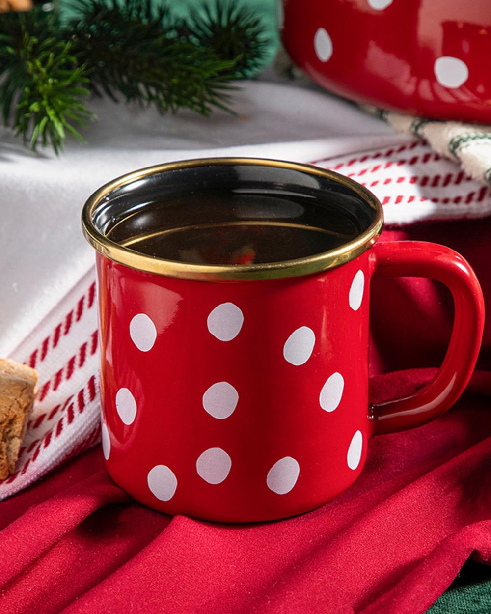 Modern Dots Enamel Cup 350 ML Red