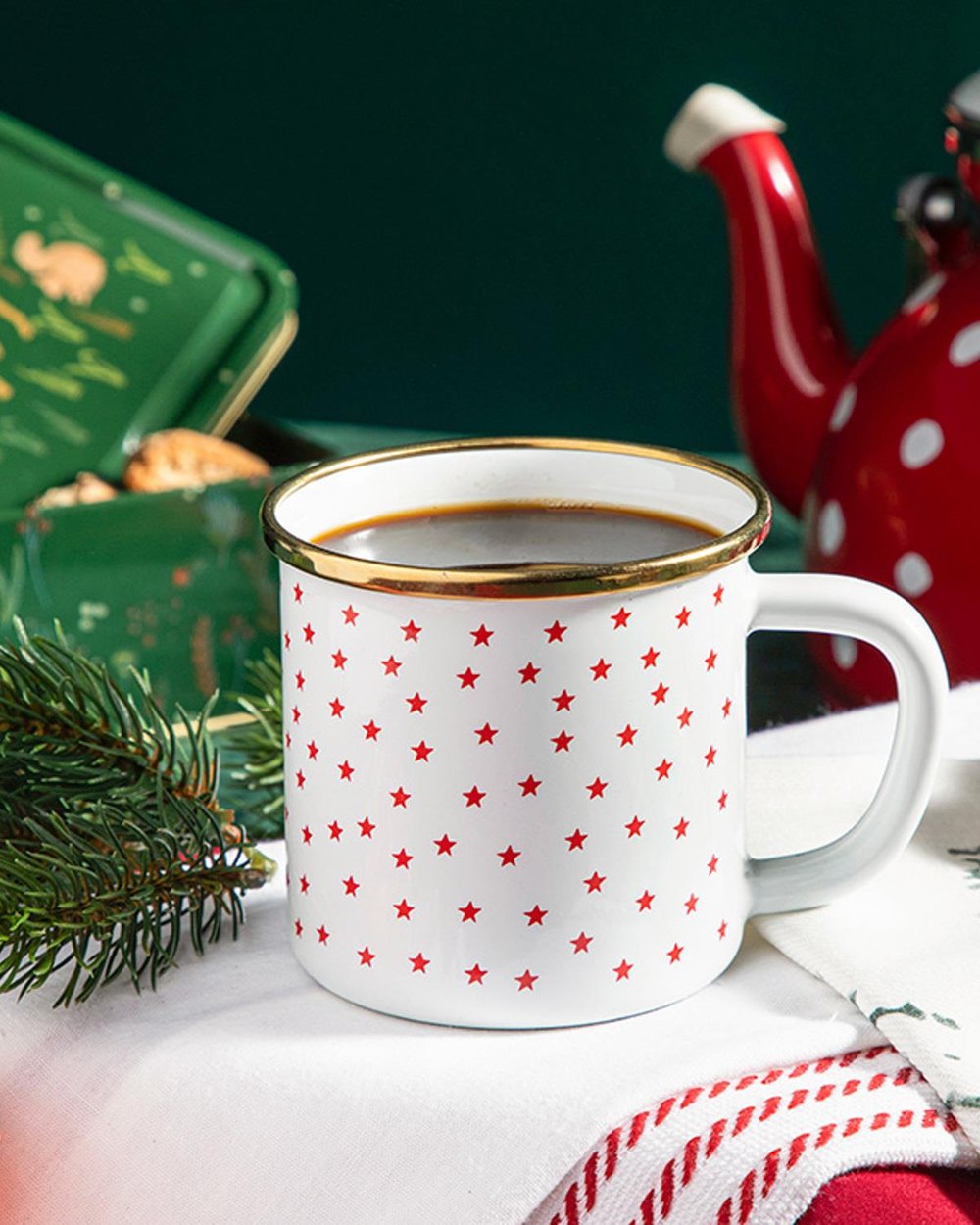 Modern Dots Enamel Cup 350 ML White