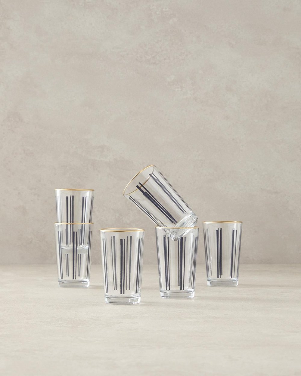 Modern Line Glass 6 Set Served with Coffee Glass 100 ml Black