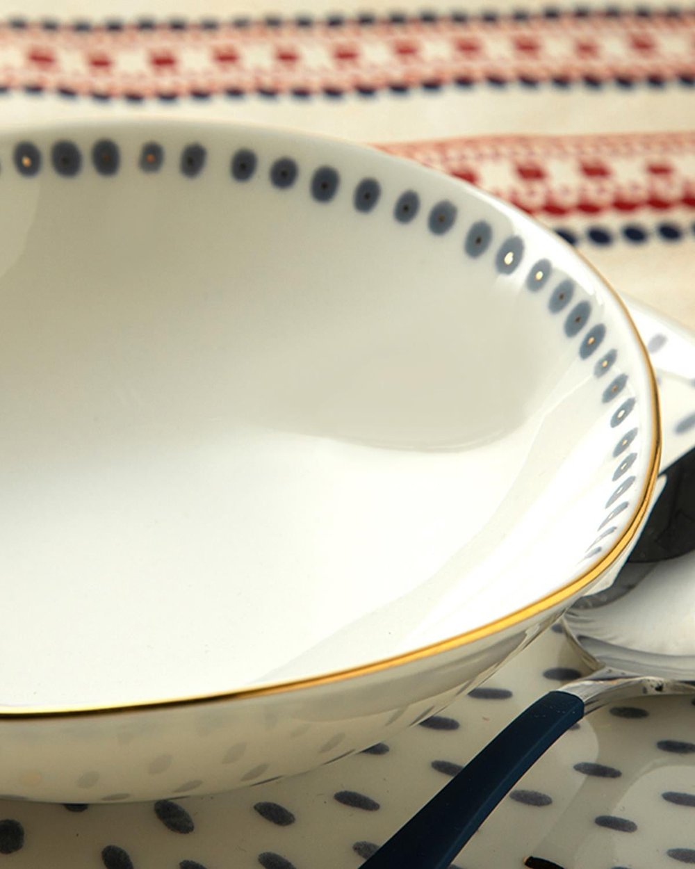 Navy Dots Porcelain Bowl 15 cm Blue-White