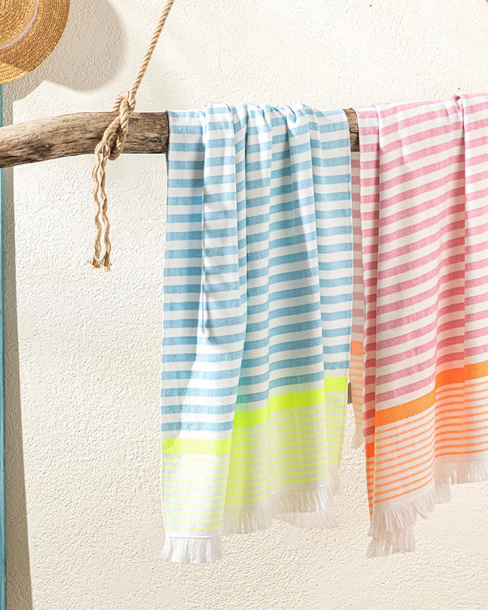 Neon Stripe Кърпа За Плаж на райе 70x150 см Розов - Оранжев