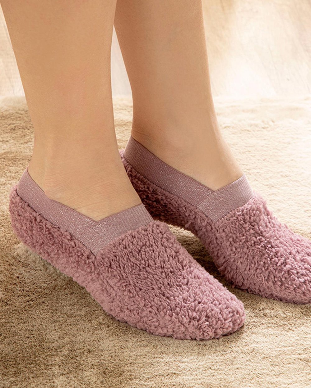 New Soft Silvery Plush Women Plushy Socks 36-38 Rose Color