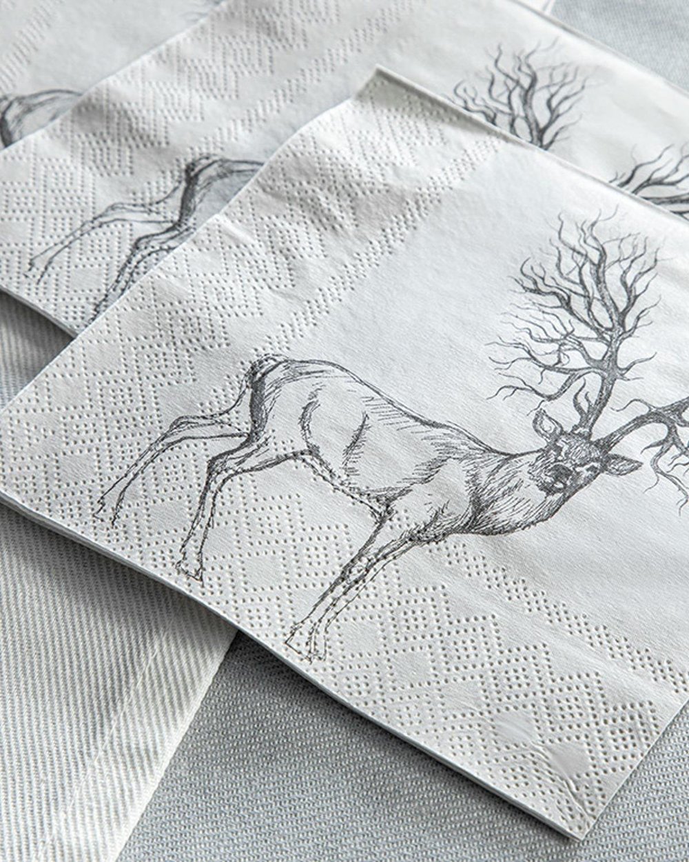 Oh Deer Хартийни Салфетки 20 Бр., Хартия, Сиво, 25 X 25 Cm