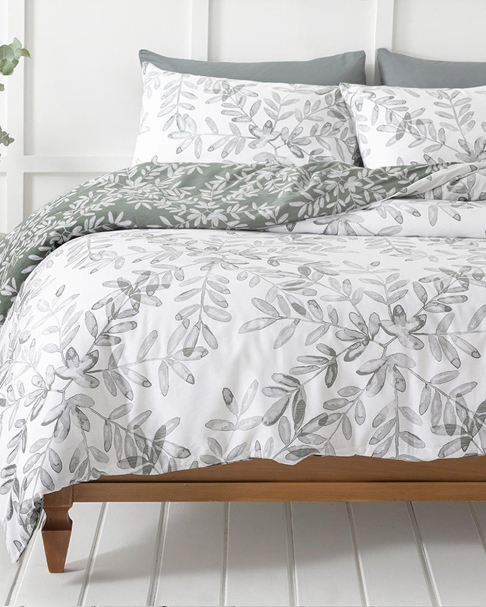 Olive Twig Спален Комплект Кралски размер Крепон 240x220 см Маслиненозелен