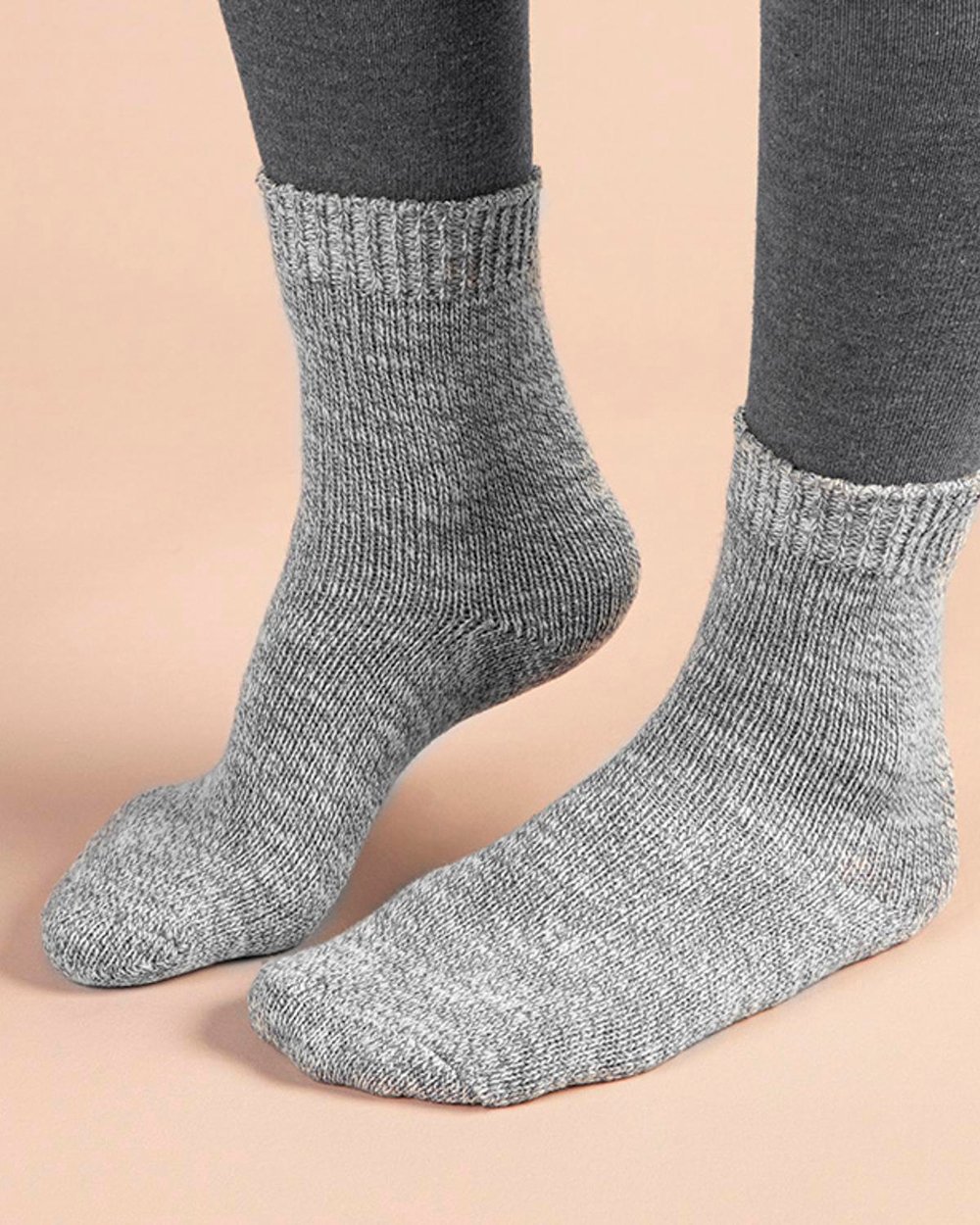 Pastel Cotton Women Long Length Sock 36-40 Gray