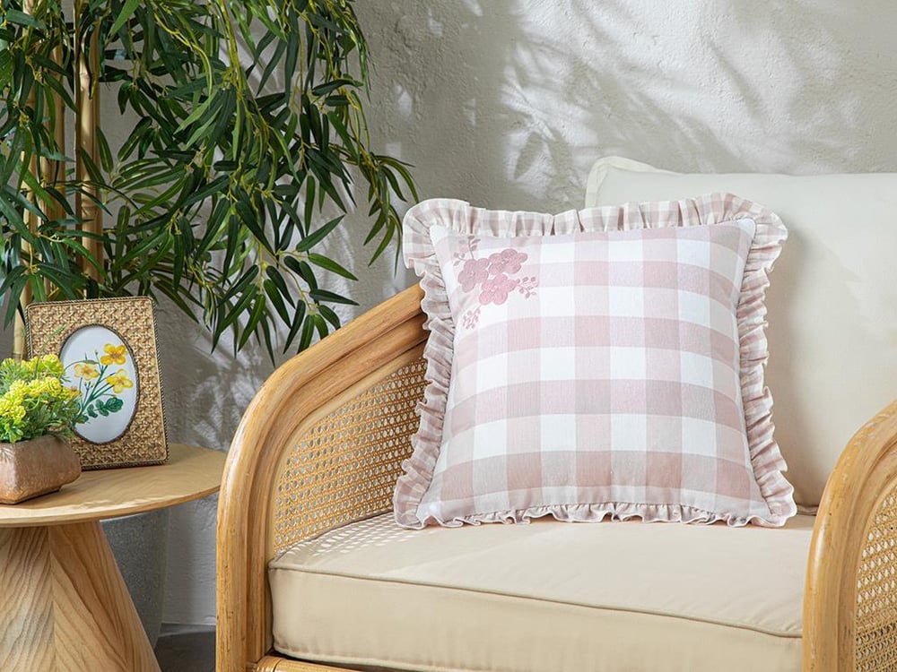 Cotton Polyester Cover Throw Pillows 45x45 cm Powder