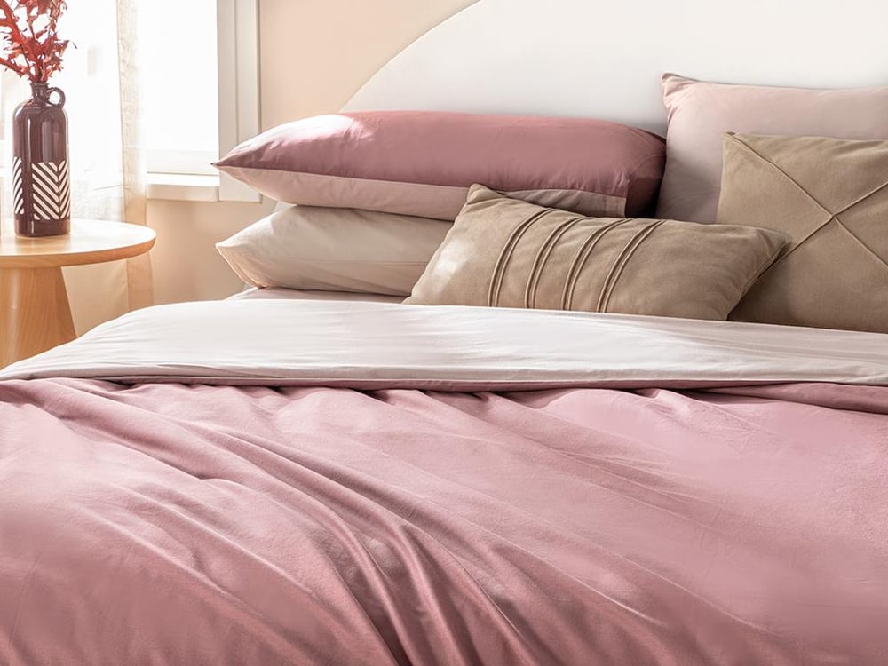 Plain Cotton For One Person Duvet Cover Set 160x220 cm Mauve - Damson