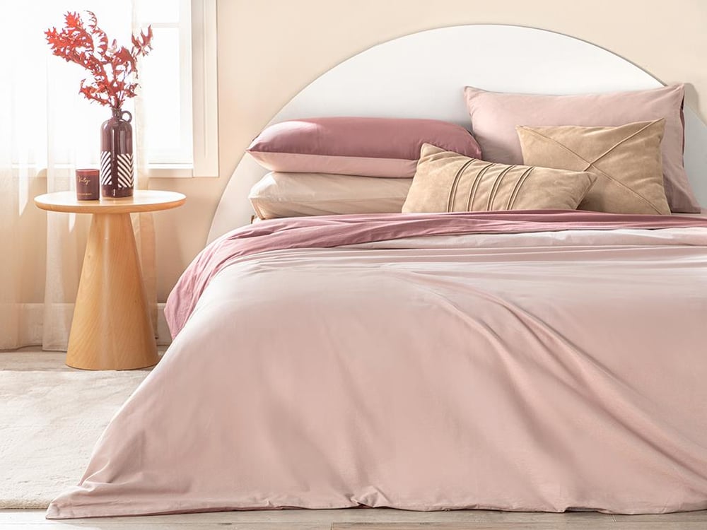 Plain Cotton For One Person Duvet Cover Set 160x220 cm Mauve - Damson