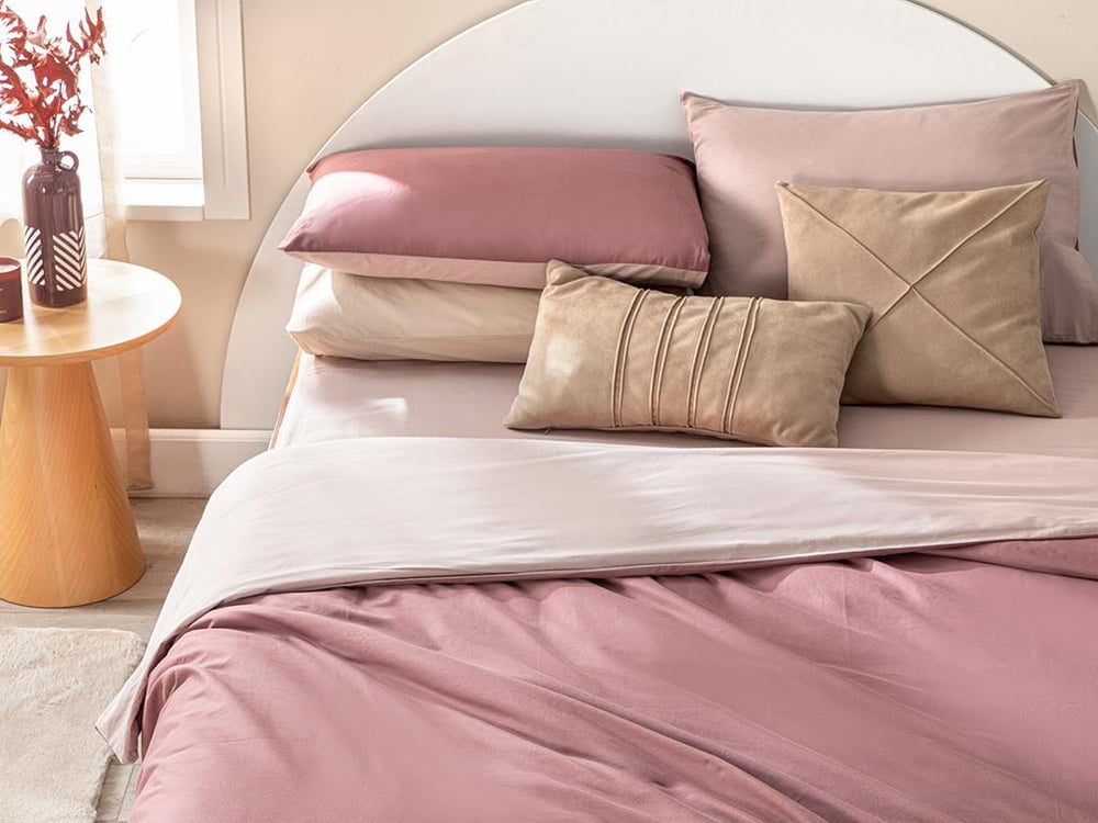 Plain Cotton For One Person Duvet Cover Set 160x220 cm Mauve - Damson