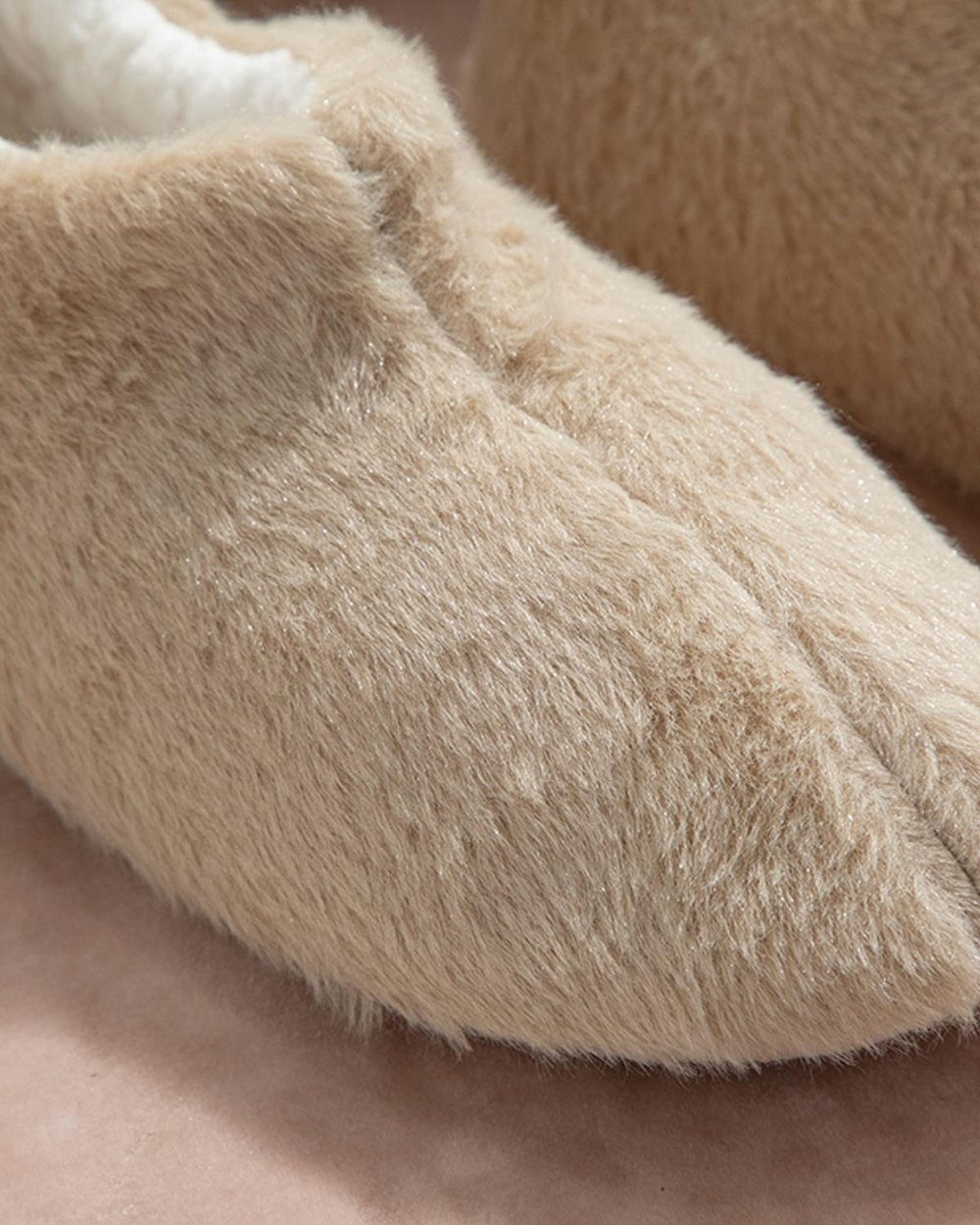 Plain Plush Women Home Boot 36 Beige