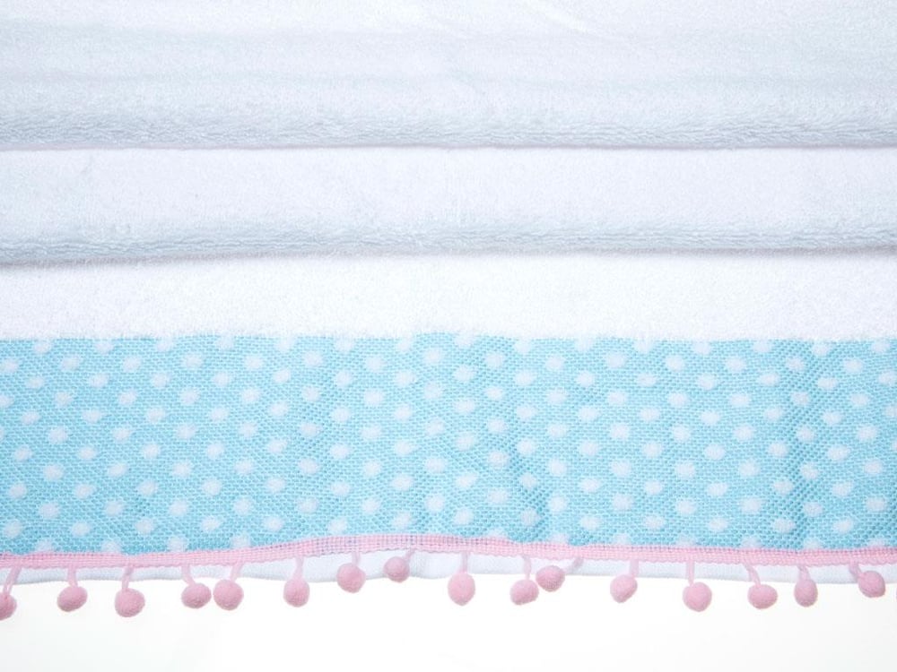Polka Dot ХАВЛИЯ ЗА ЛИЦЕ С помпони Жакардов 50x80 cm Blue.
