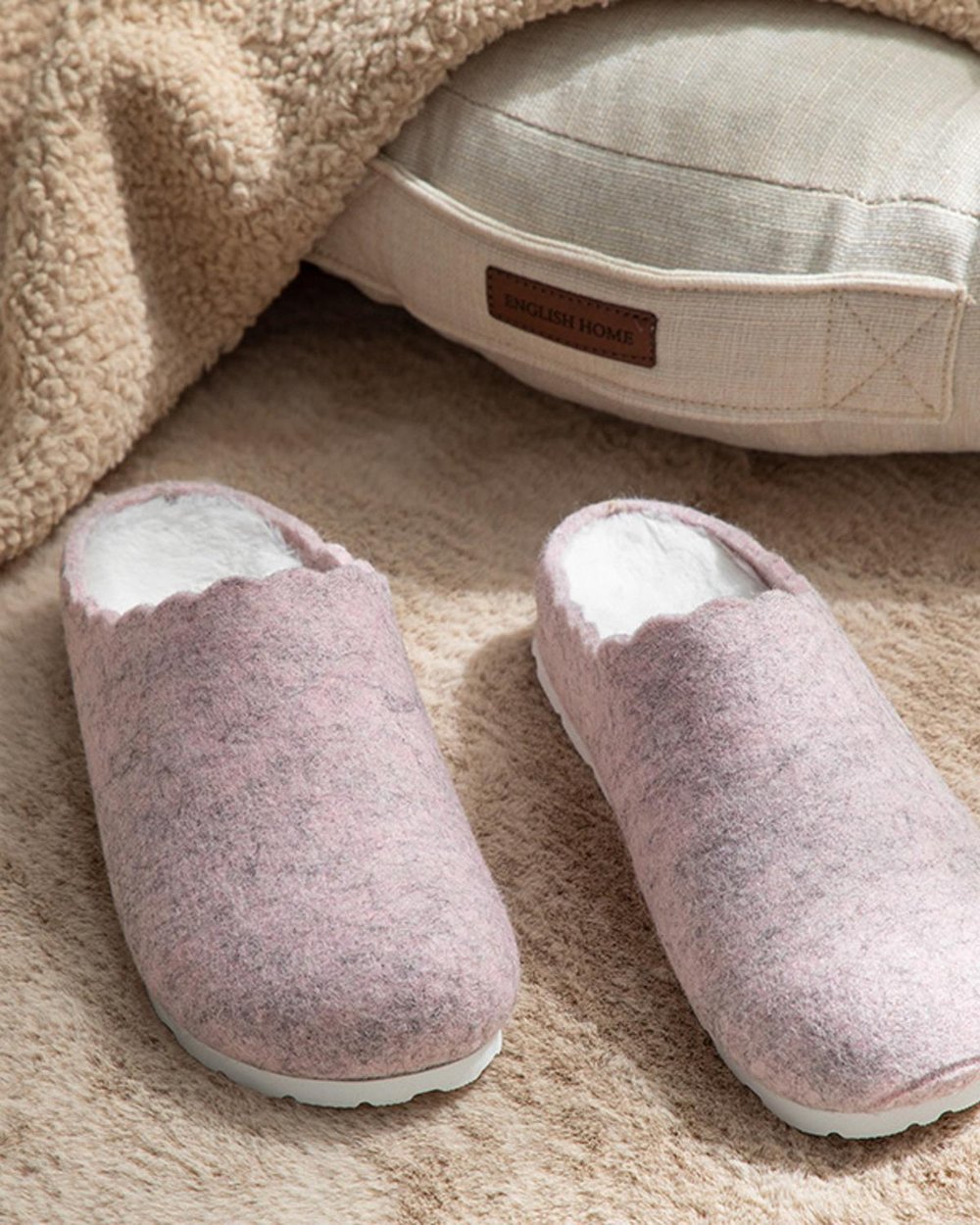Pretty felt Women Home Slippers 36 Light Pink,