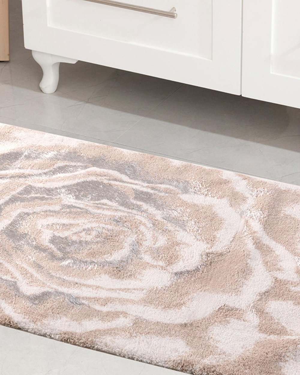 Pretty Rose Постелка За Баня Памучен флош 60x90 см Розов - Сив - Кремав