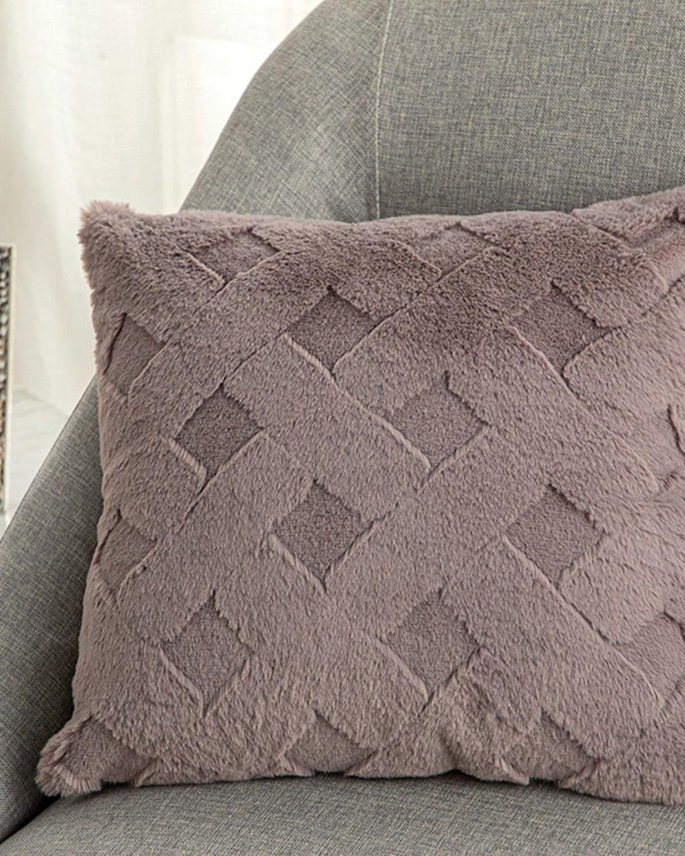 Rabbit Grid Декоративна Калъфка За Възглавница Полиестер, Тъмно Розово, 45 X 45 Cm