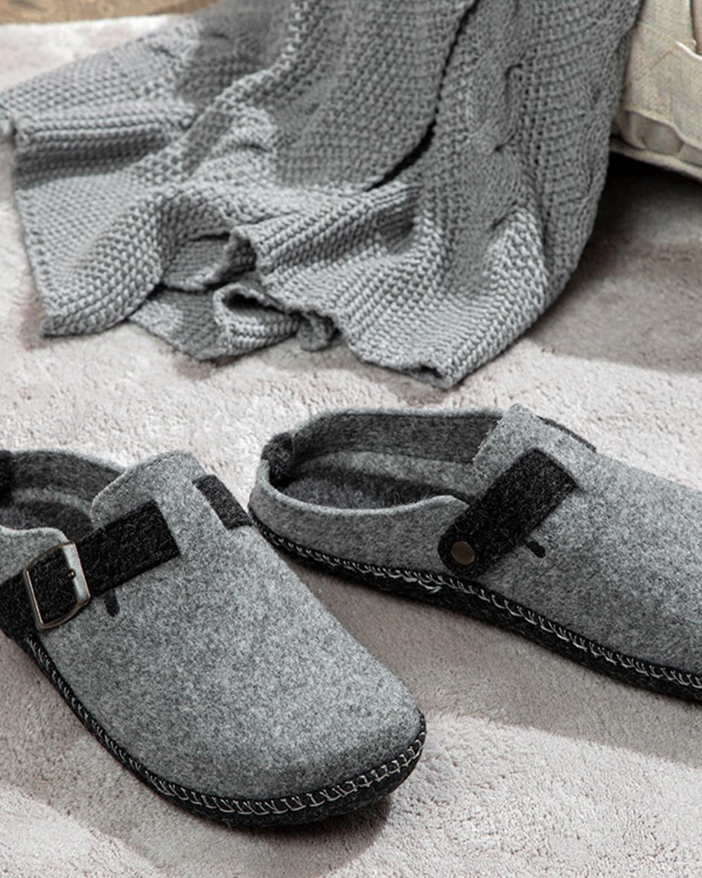 Relax felt Mens Home Slippers 40 Gray