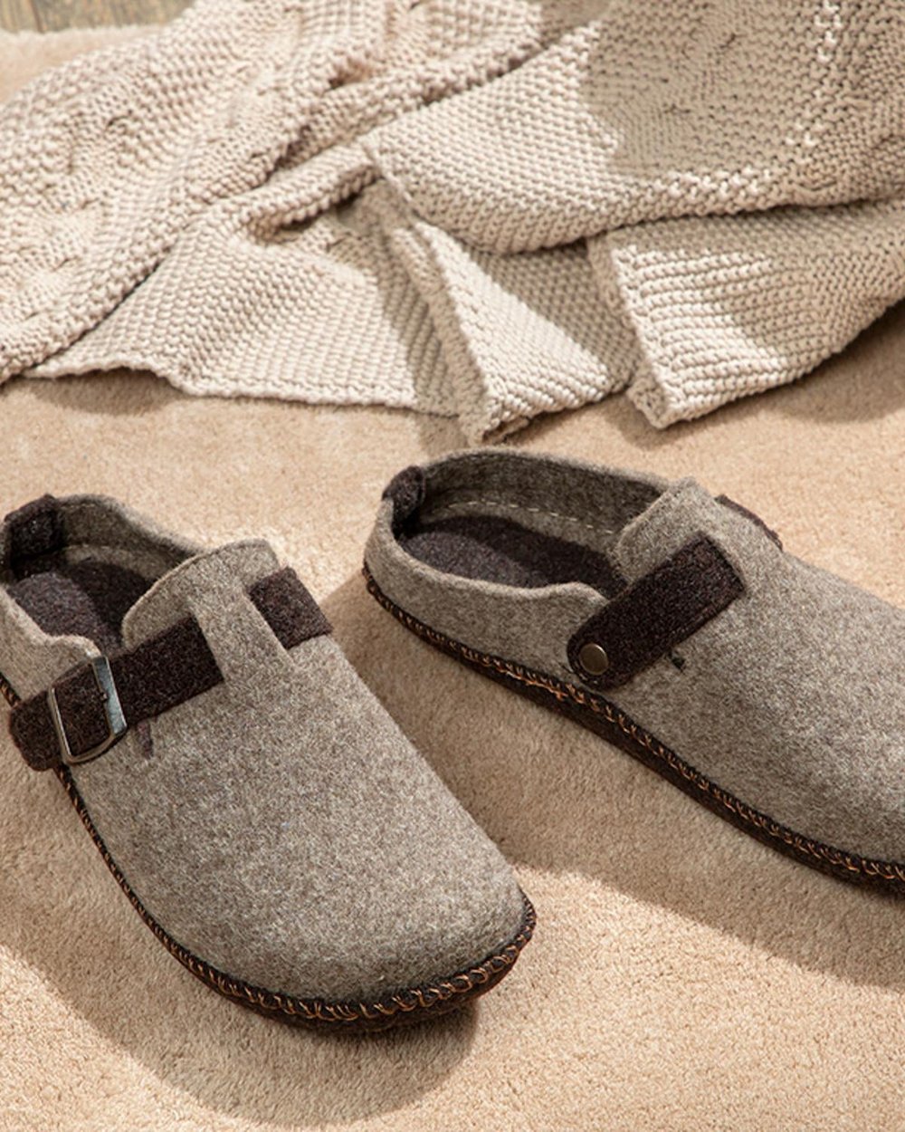Relax felt Mens Home Slippers 43 Brown