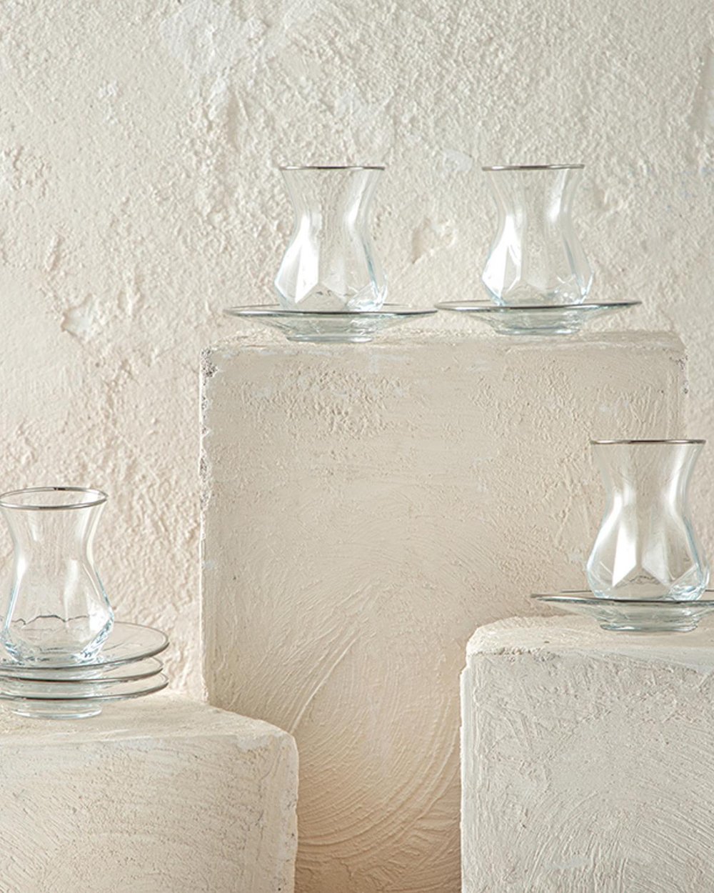 Ritz Glass 12 Parça 6 Kişilik Tea Set 165 ml Silver.